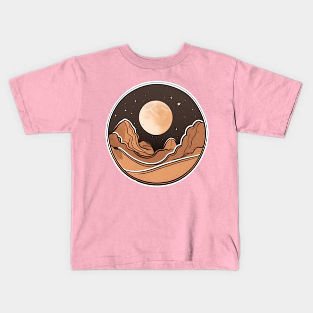 Boho Moon Adventures Exploring the Desert Kids T-Shirt by Mas Design